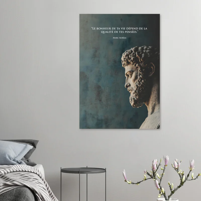La qualité de tes pensées, affiche citation de Marc Aurèle, en situation