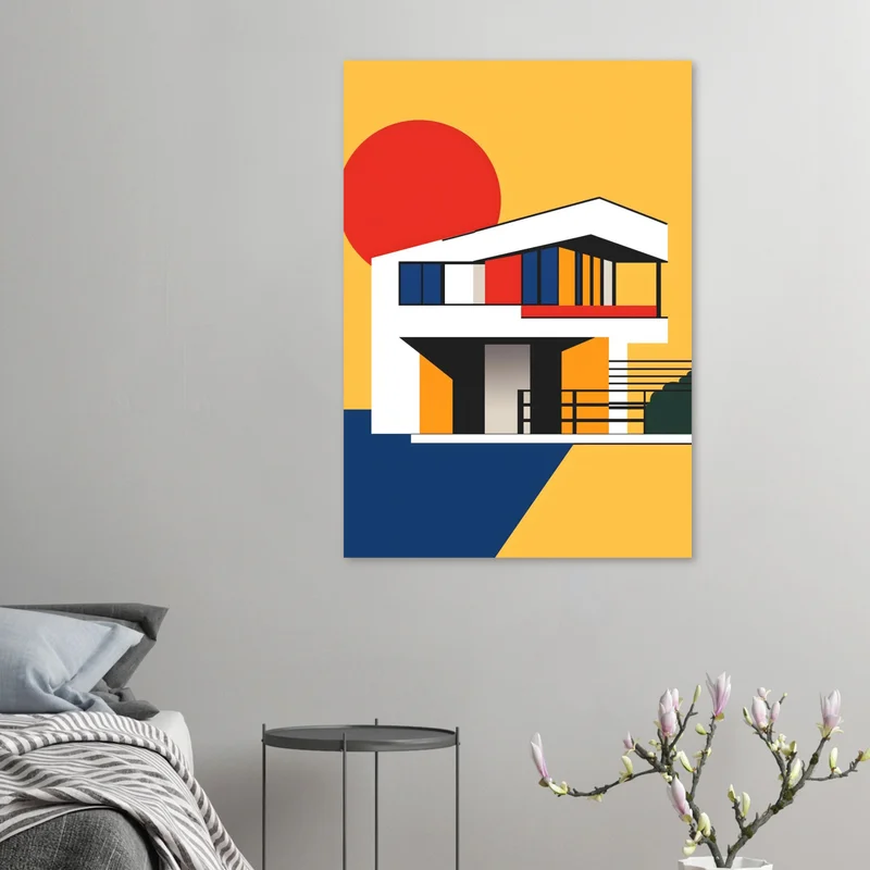 Le Veilleur, affiche Bauhaus abstraite, en situation